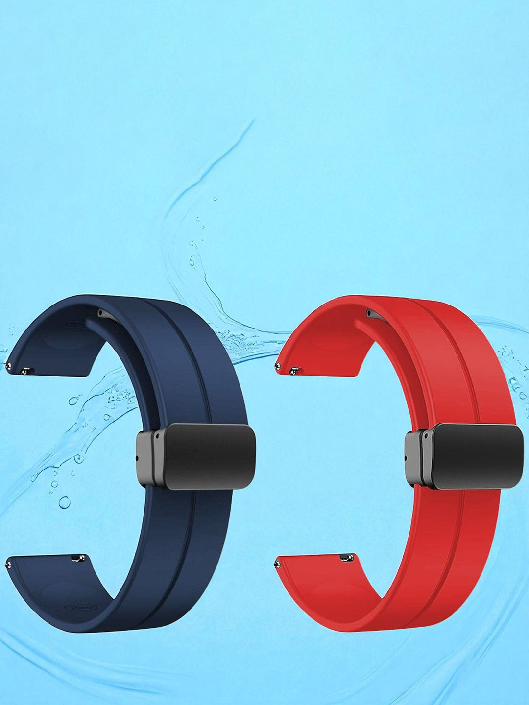 LORENZ Set Of 2 Silicone Waterproof Smartwatch Straps