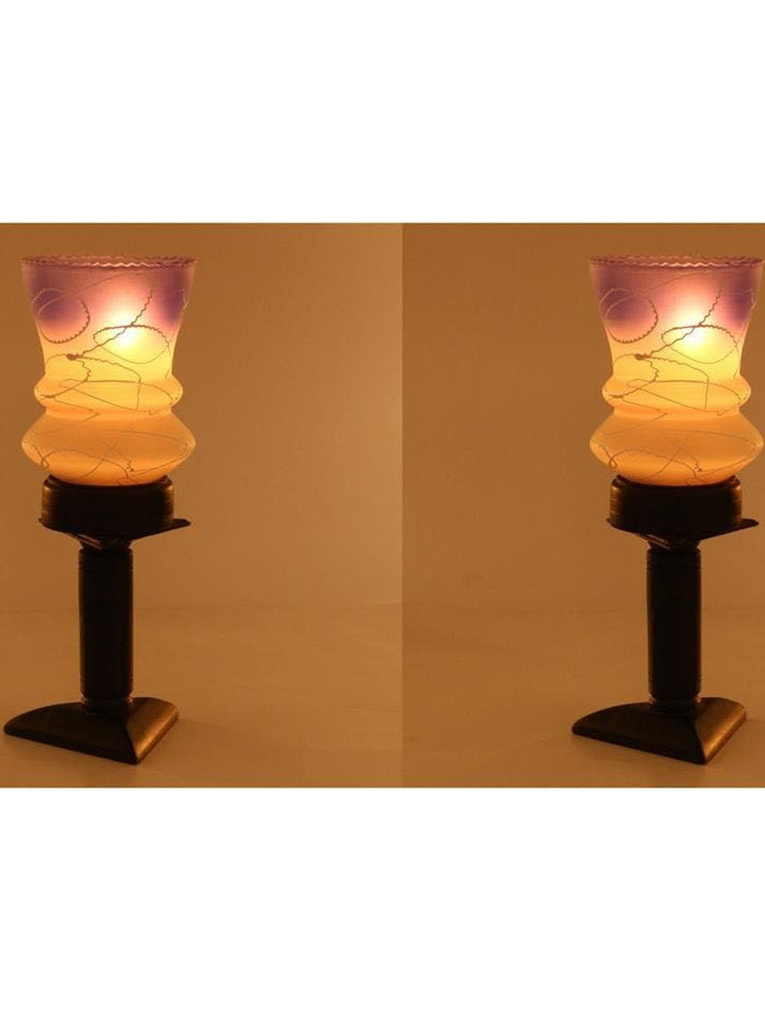 1ST TIME Blue Glass Cylinder Table Lamps