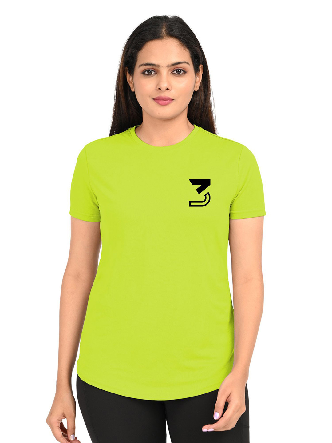 3Colors Brand Logo Printed Round Neck Dri-FIT T-shirt