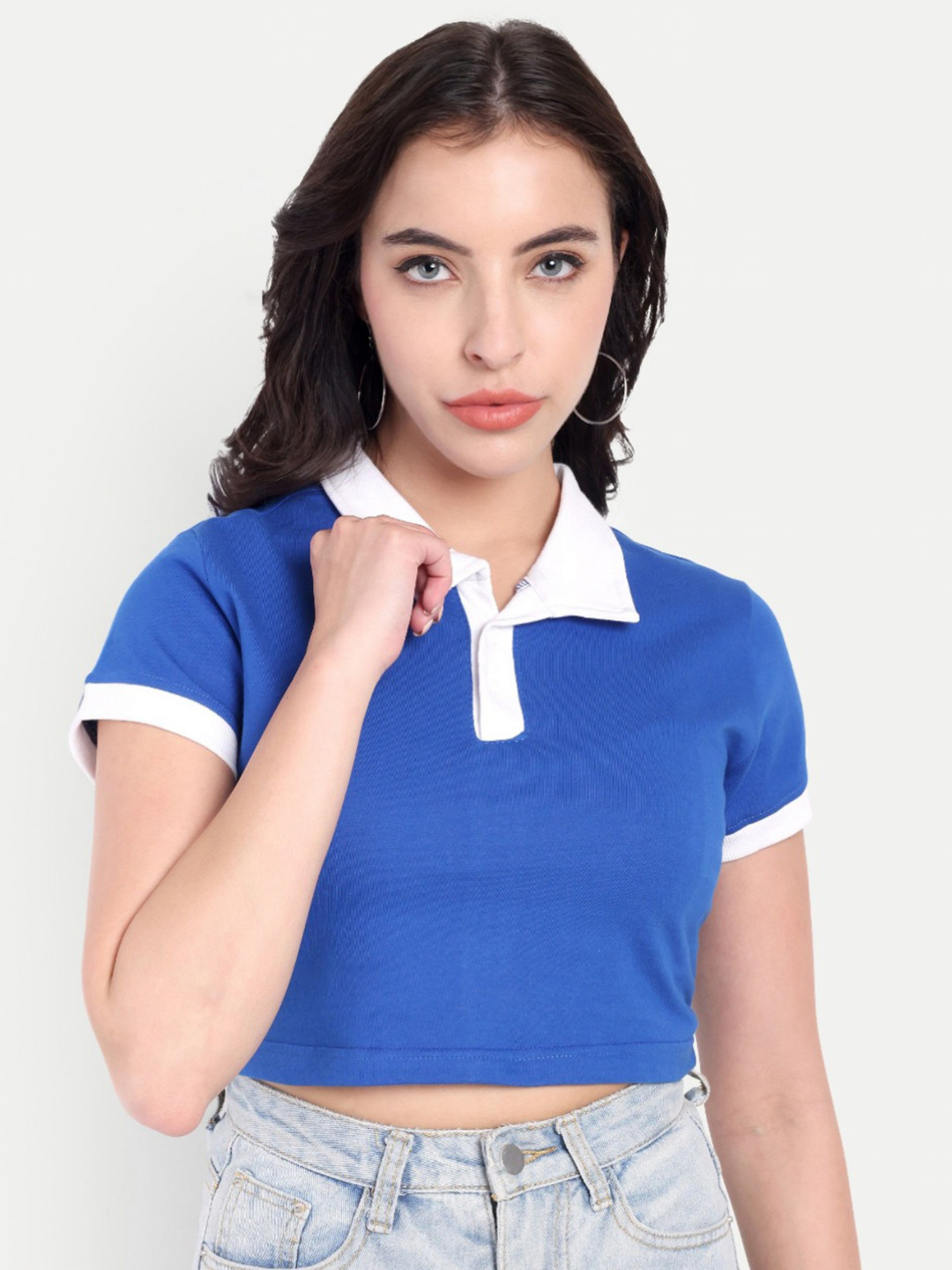 TEES HUB Colourblocked Polo Collar Pure Cotton T-shirt