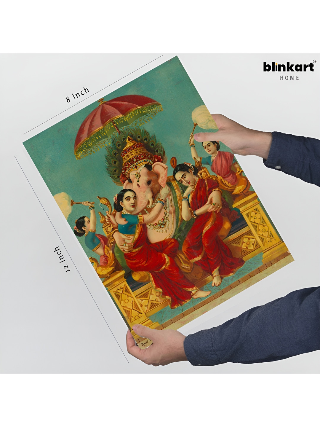 blinkart Red & Green Printed Lord Ganesha Religious Wall Art