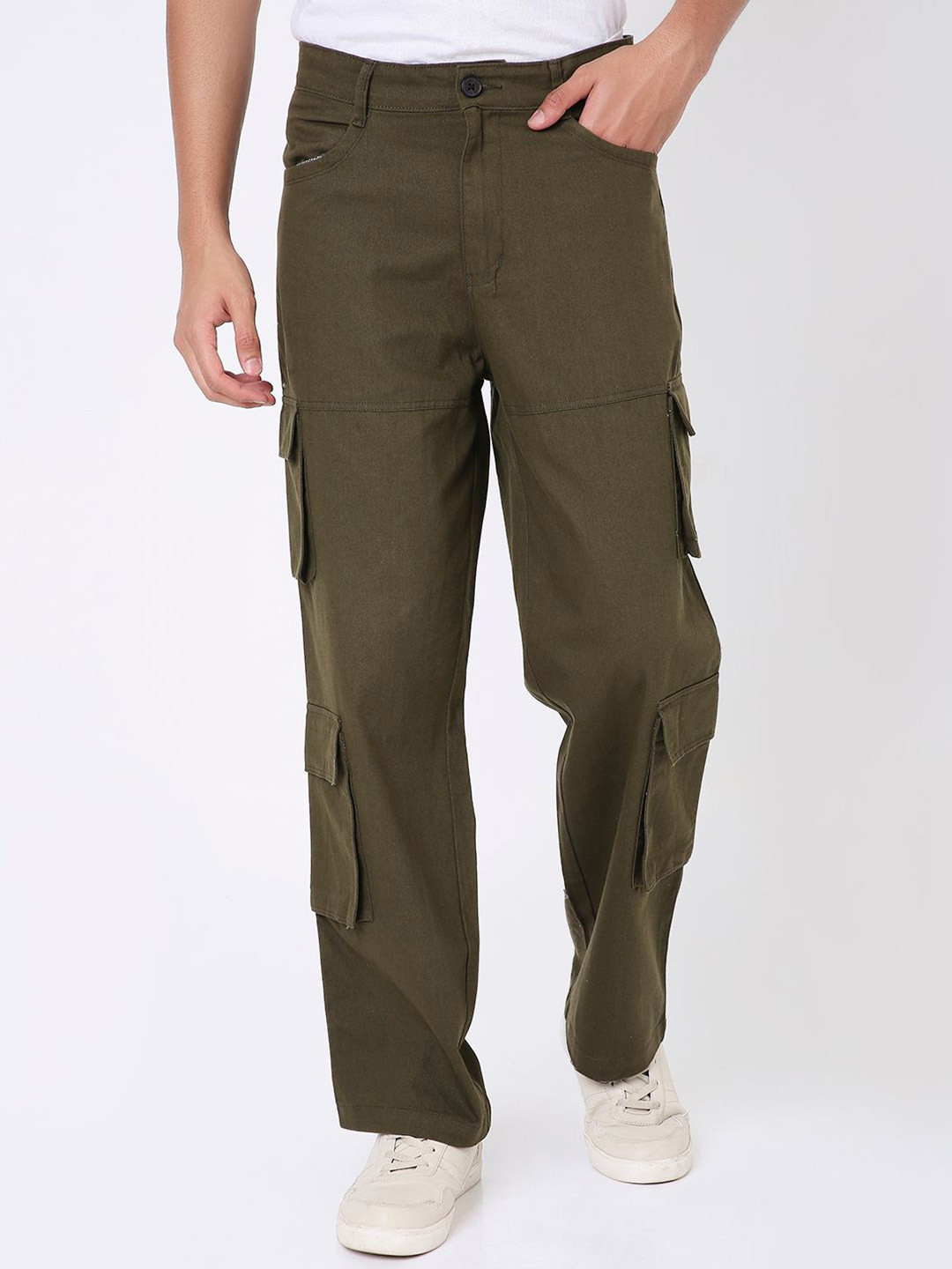 Blnk Men Classic 8-Pocket Utility Relaxed Fit Mid-Rise Cotton Cargos