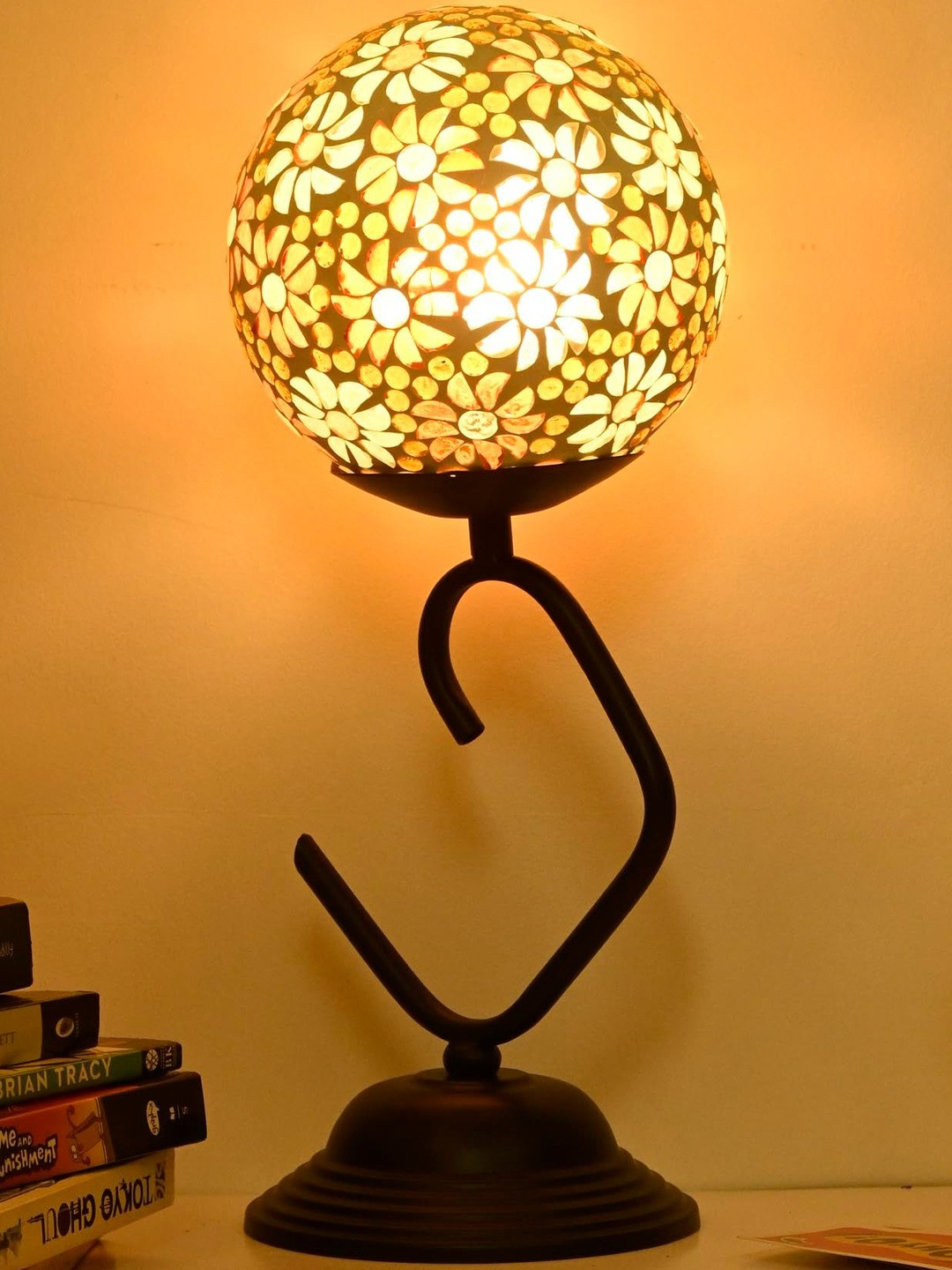 1ST TIME Red Glass Cylinder Textured Table Lamp