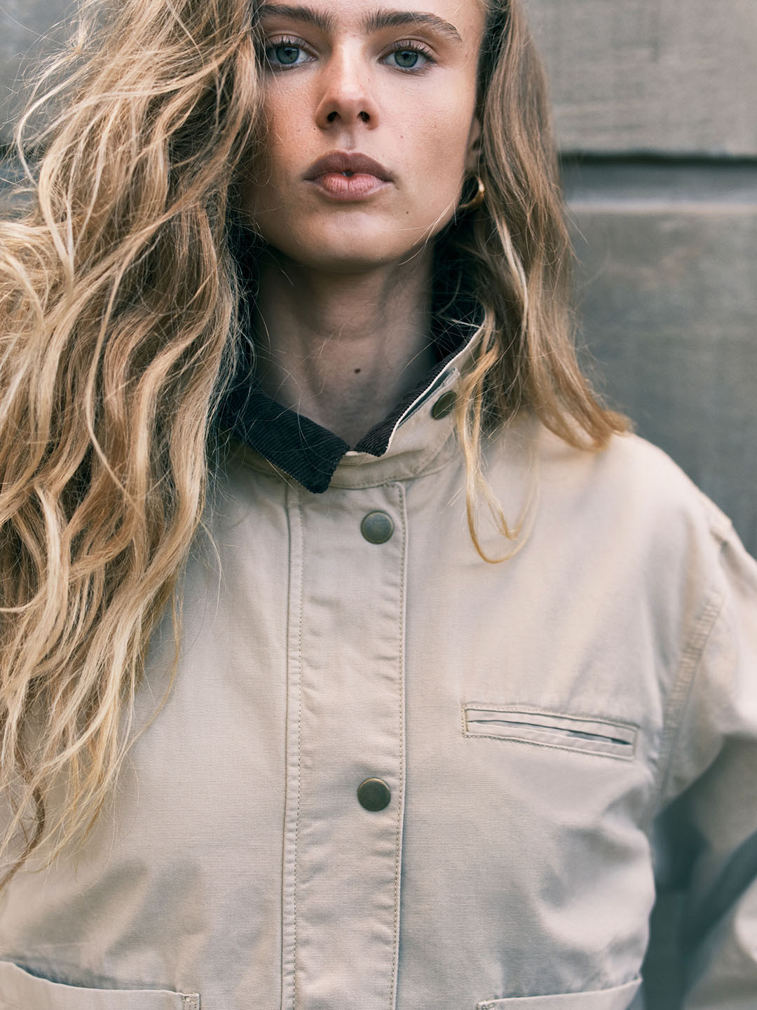 H&M Pure Cotton Corduroy Collar Canvas Jacket