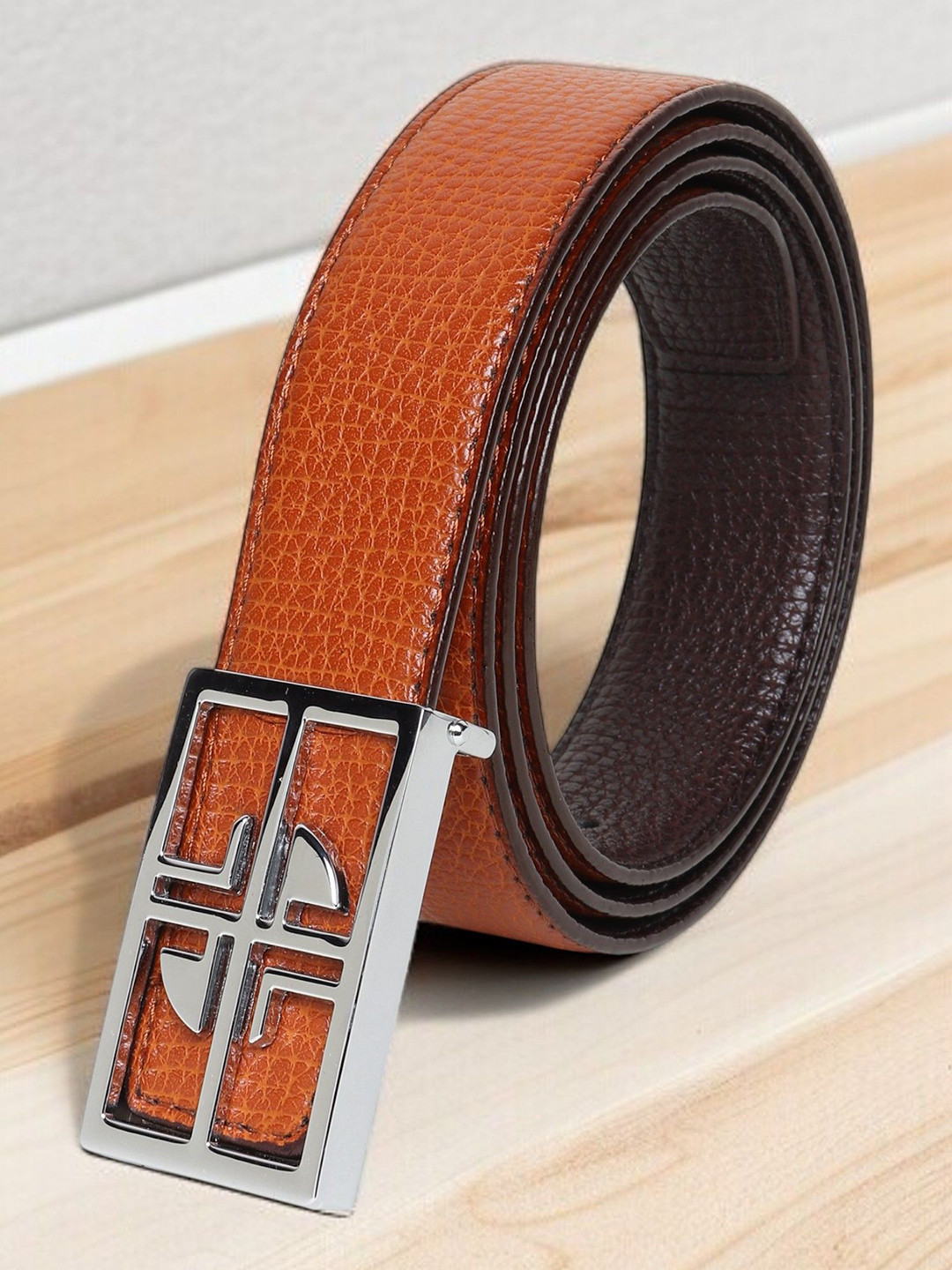 Provogue Men Textured Reversible Slider Buckle Slim Formal Belt