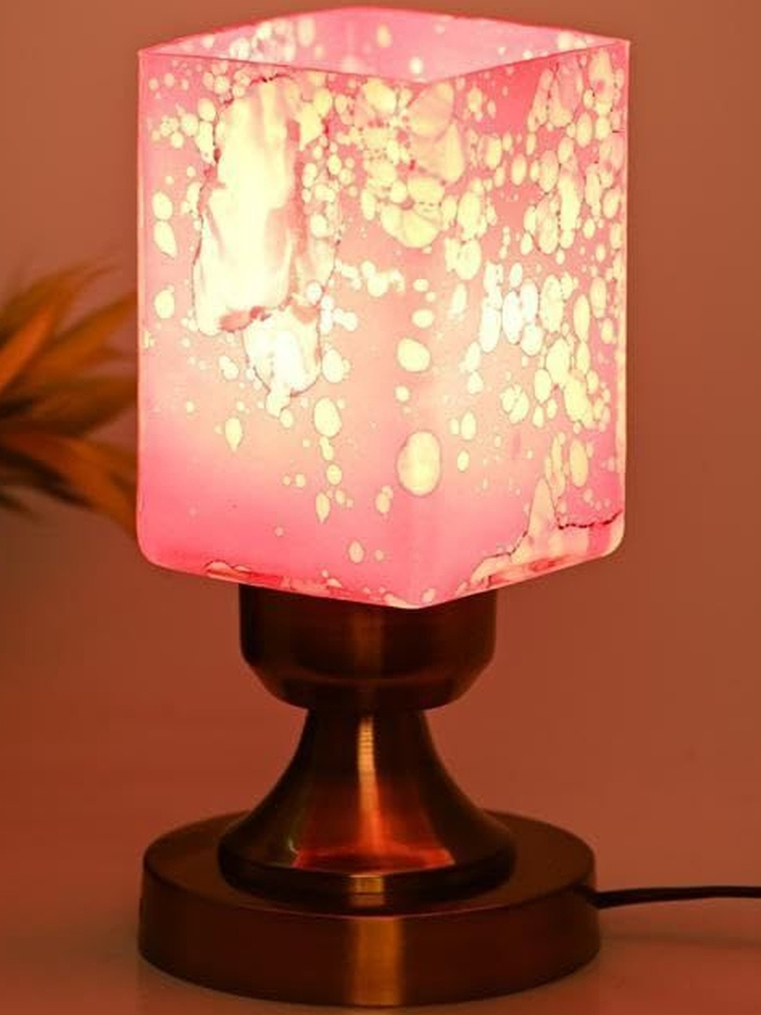 1ST TIME Self Assembly Glass Square Table Lamps With Adjustable Cord