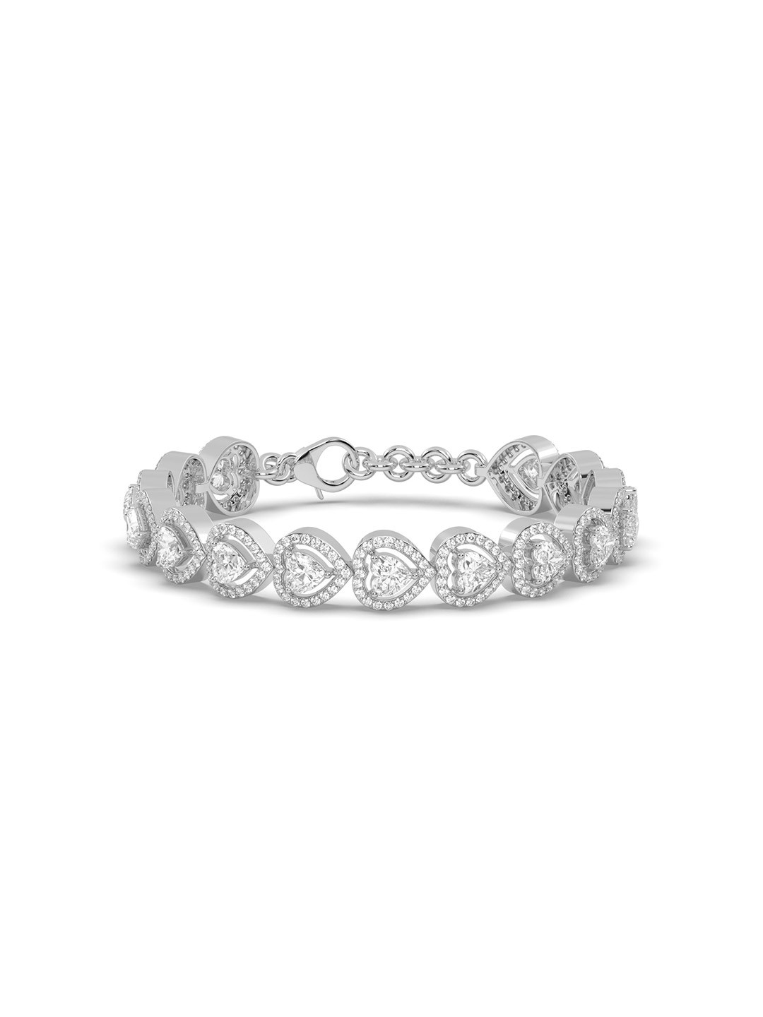 AILYAK Women 18kt White Gold Plated Heart Cubic Zirconia Diamond Bracelet
