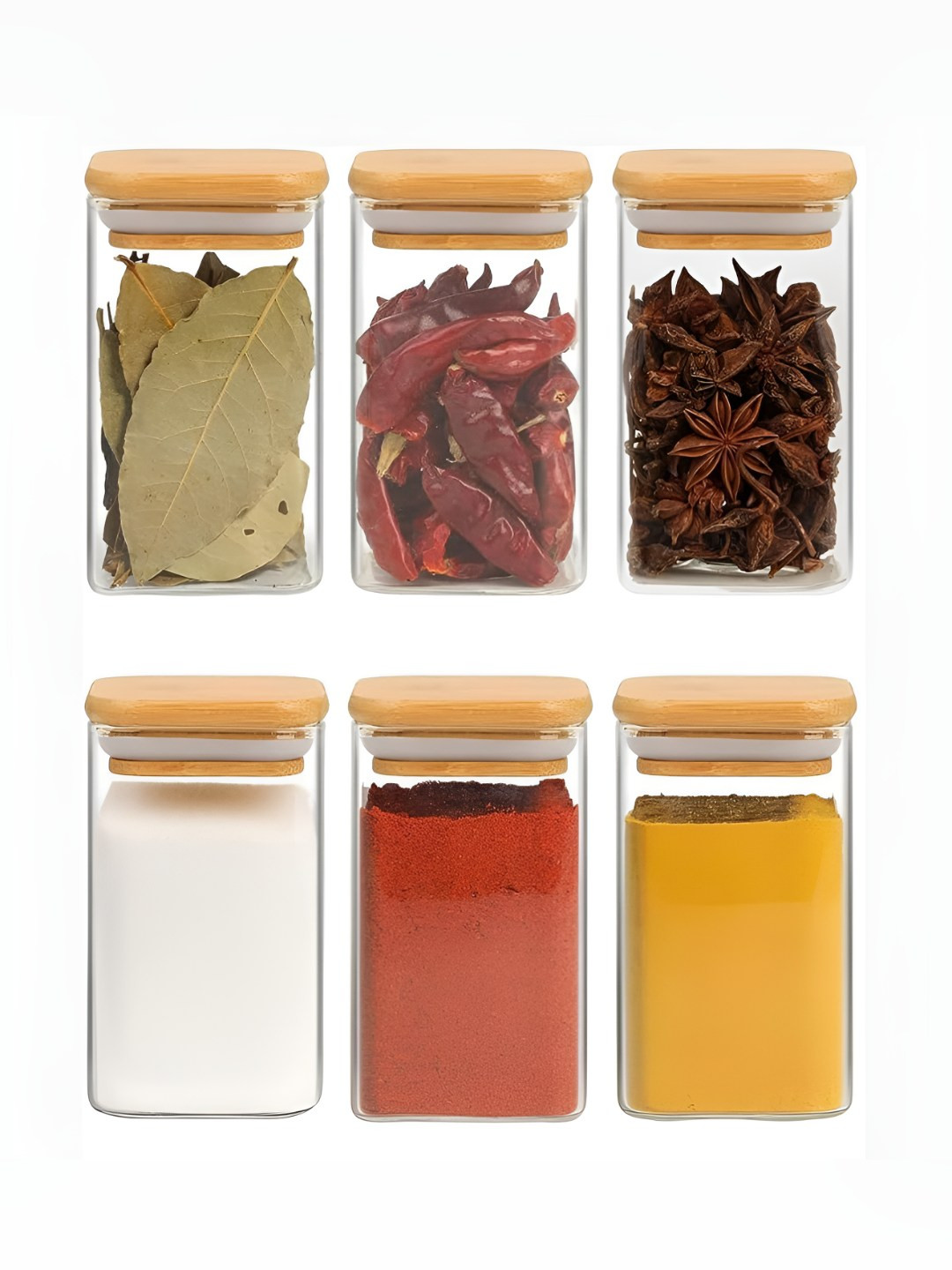 Virtuous 6 Pcs Transparent Glass Airtight Flip Top Glass Jar-250ml