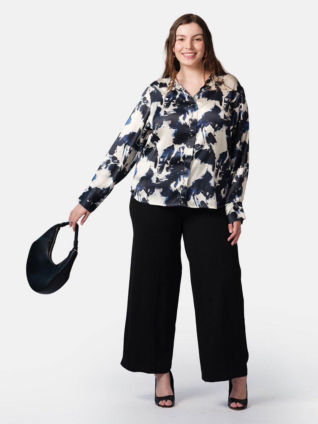 Virgio Women Floral Printed Spread Collar Long Sleeves Plus Size Casual Shirt