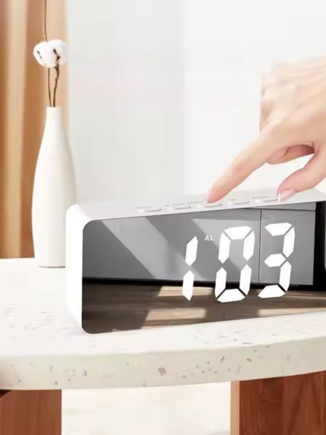 del hogar Led Mirror Temperature Display Digital Alarm Clock