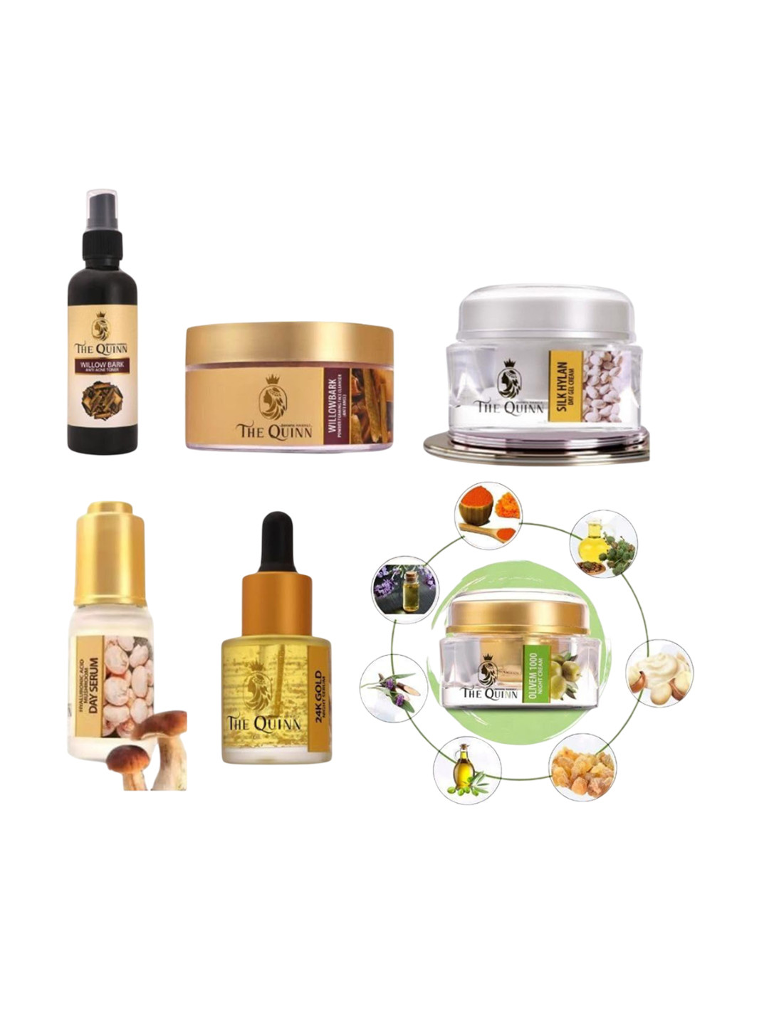 THE QUINN Set Of 6 Anti Acne Toner, Cleanser, Serum, Face Serum, Night Cream, Day Serum