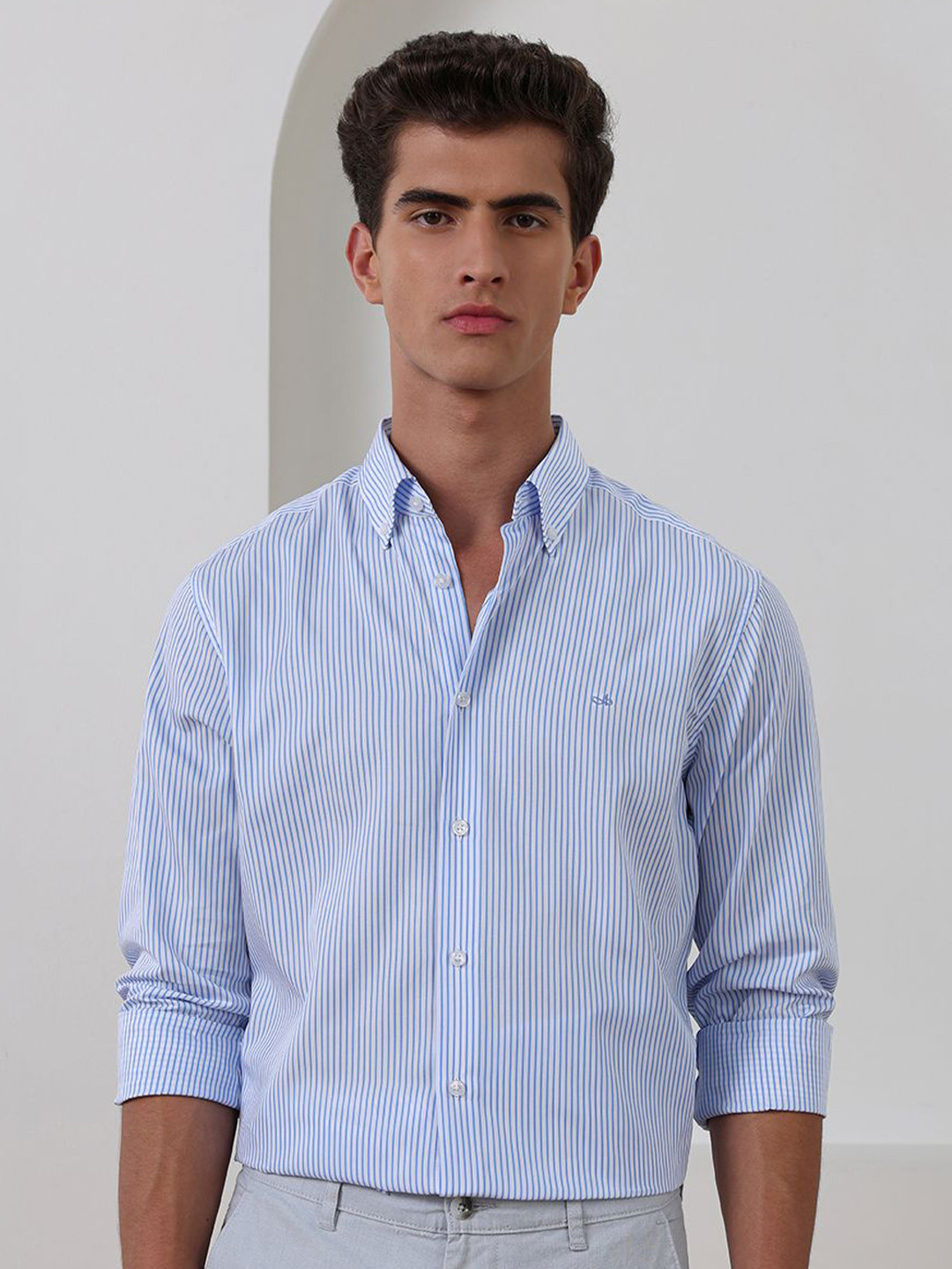 Aldeno Vertical Striped Long Sleeves Cotton Formal Shirt