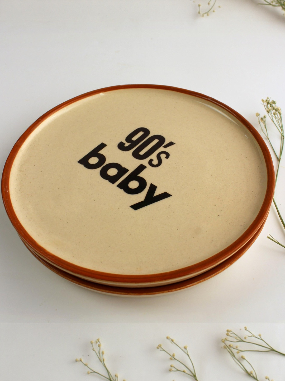 del hogar Beige 2 Pieces Ceramic Plates