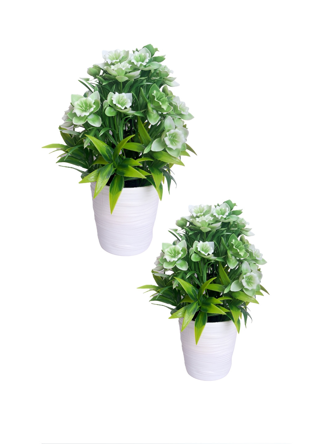 PROKART White & Green Orchid Artificial Flowers With Pot