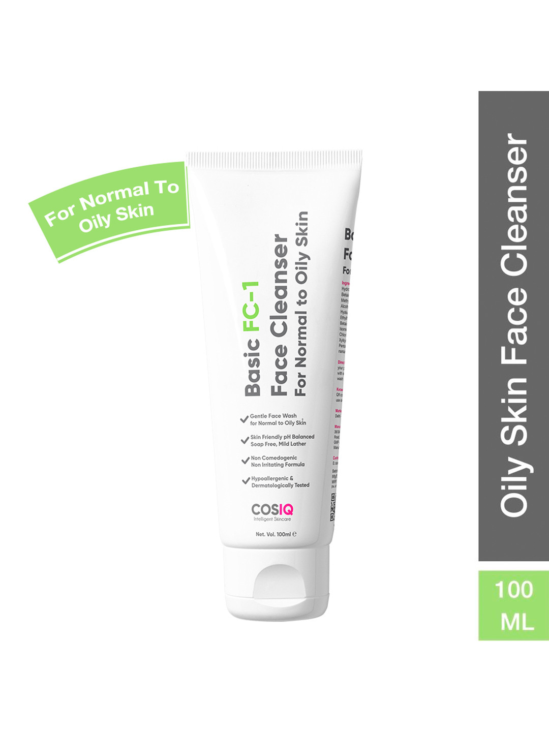 CosIQ Unisex FC-1 Face Cleanser for Oily Skin Oil Control & Anti Acne Face Wash 100 ml