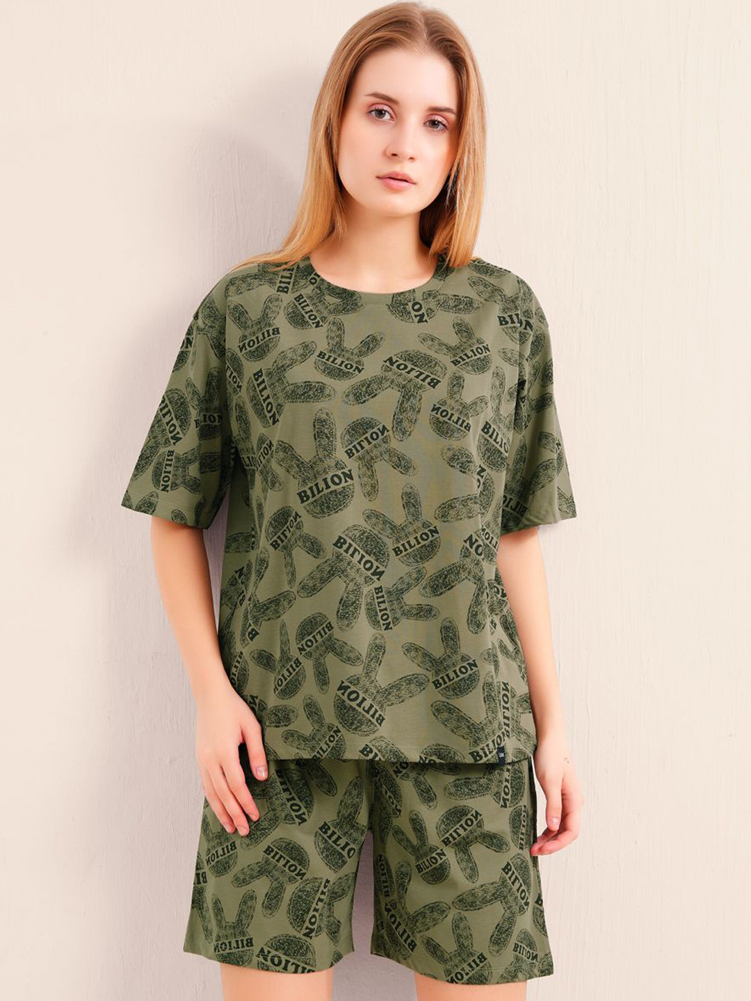L&M Leisure and Moods Graphic Printed Round Neck T-shirt With Shorts