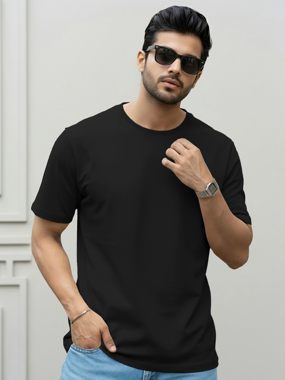 TRIPR Round Neck Drop-Shoulder Sleeves T-shirt