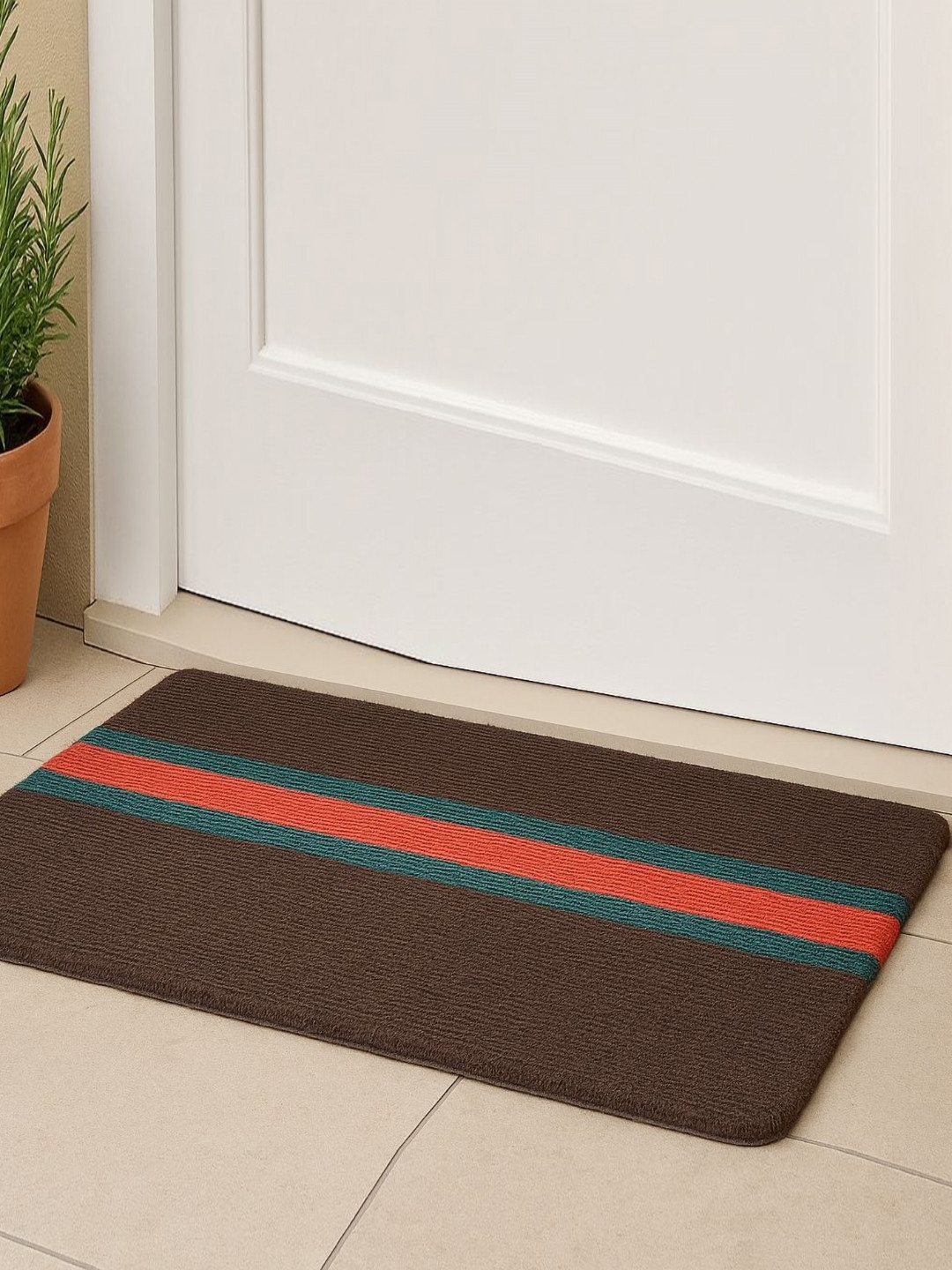 winner Brown & Red Striped Anti-Skid Doormat