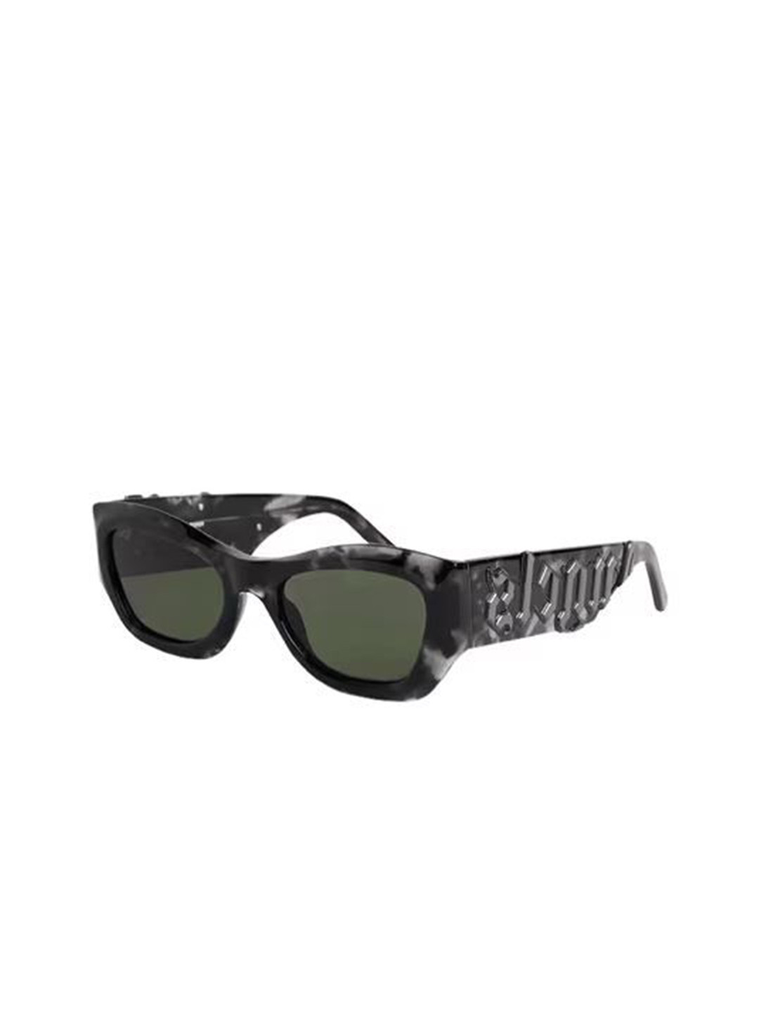 Palm Angels Grey Lens & Black Full Rim Cateye Sunglasses