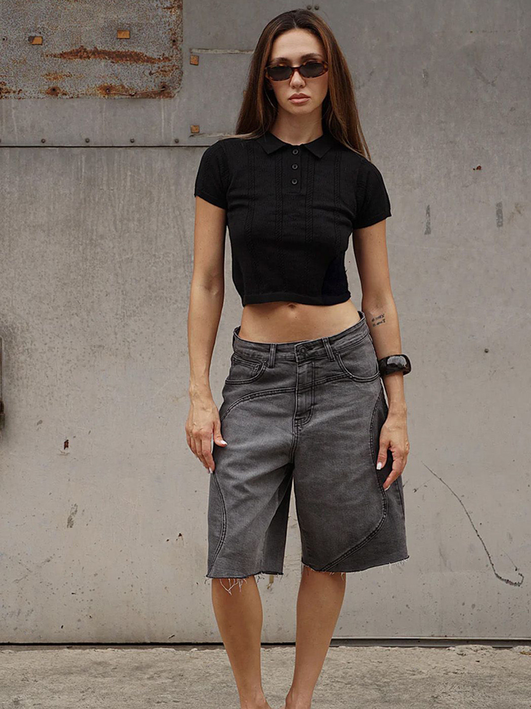 Bonkers Corner Self Design Polo Collar Cotton T-shirt