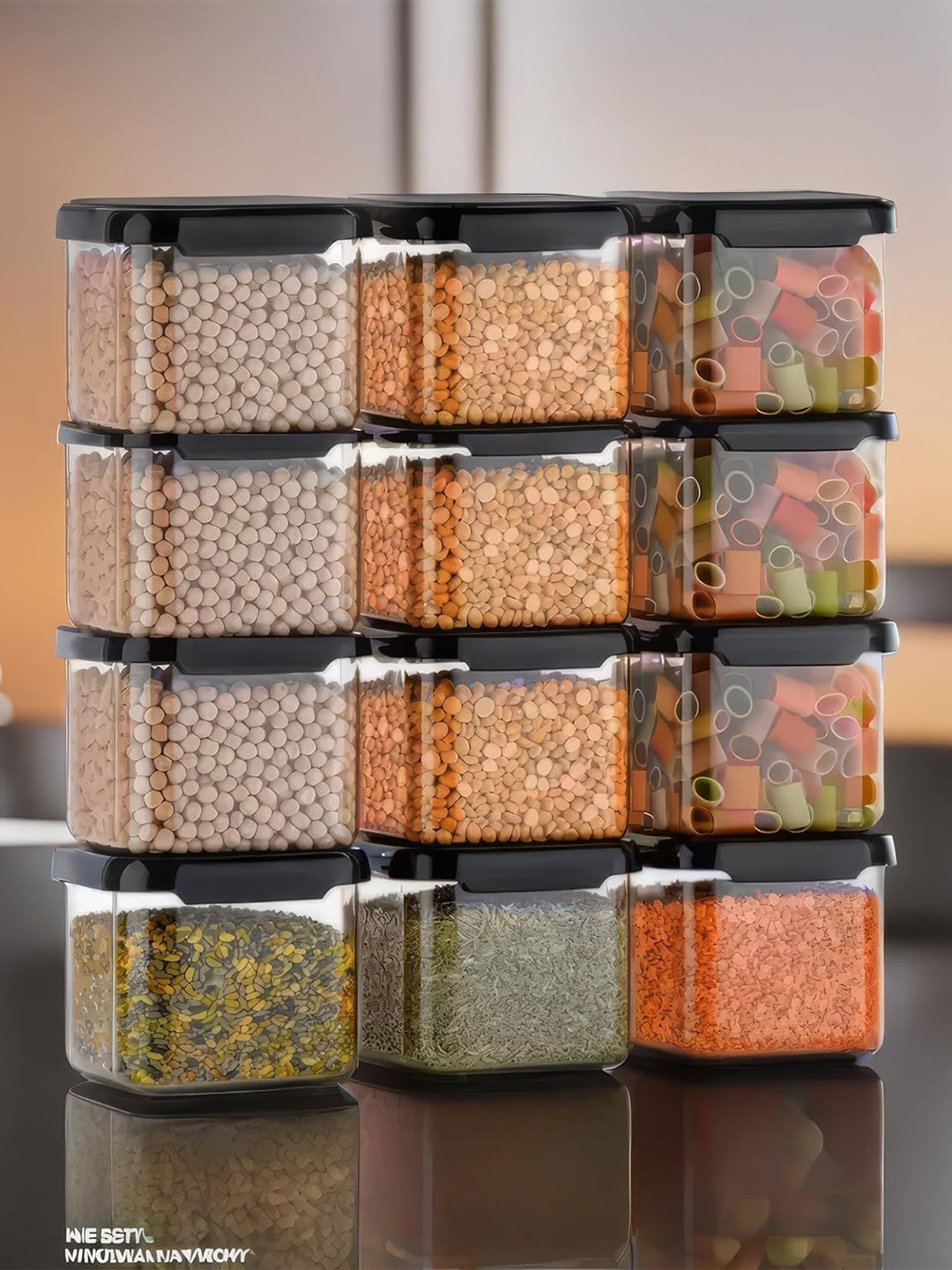 Faverito Blue Plastic Air Tight 12 Piece Clip-On Canister-500ml