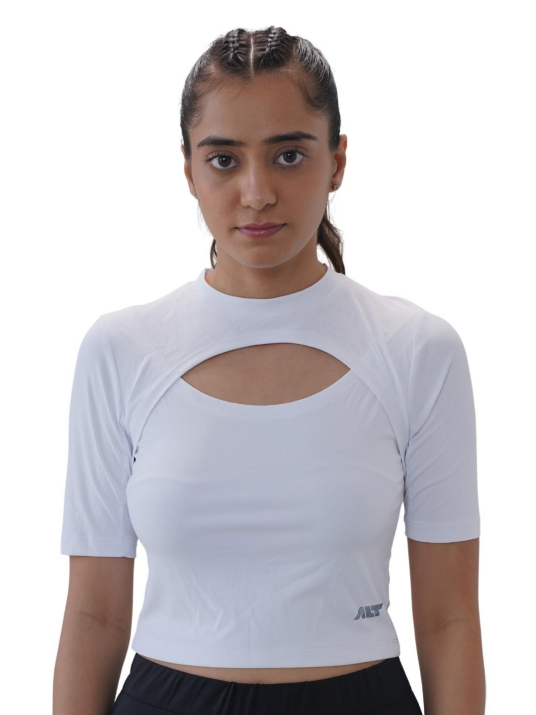 ALT THEALTCULTURE Cut Out High Neck Crop Top