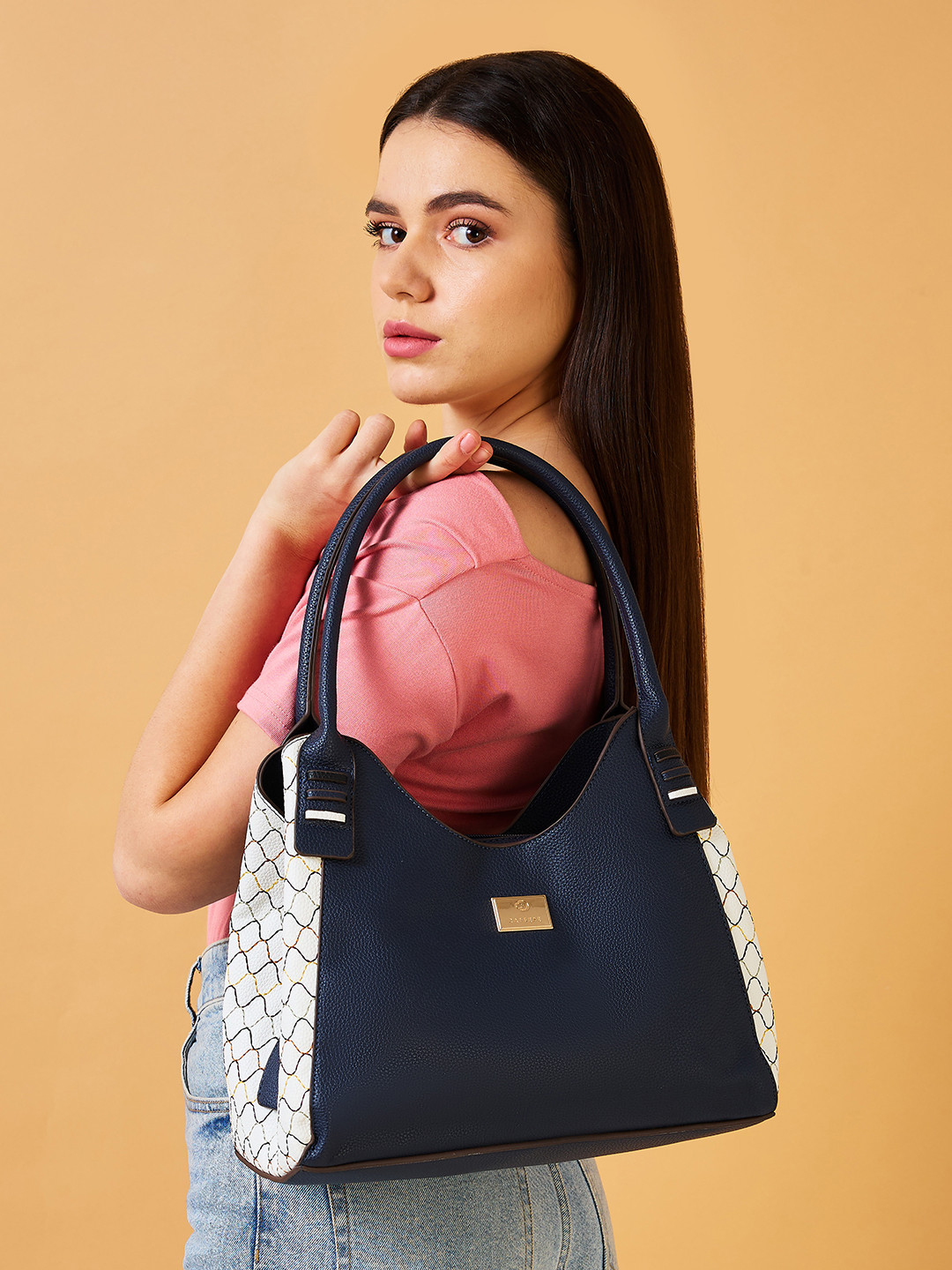 DressBerry X CAPRESE Shane Women Navy Medium Hobo Bag