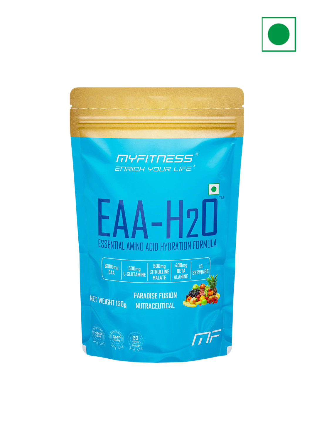 Myfitness Unisex EAA-H2O Essential Amino Acid Hydration Formula-  150 g- Paradise Fusion