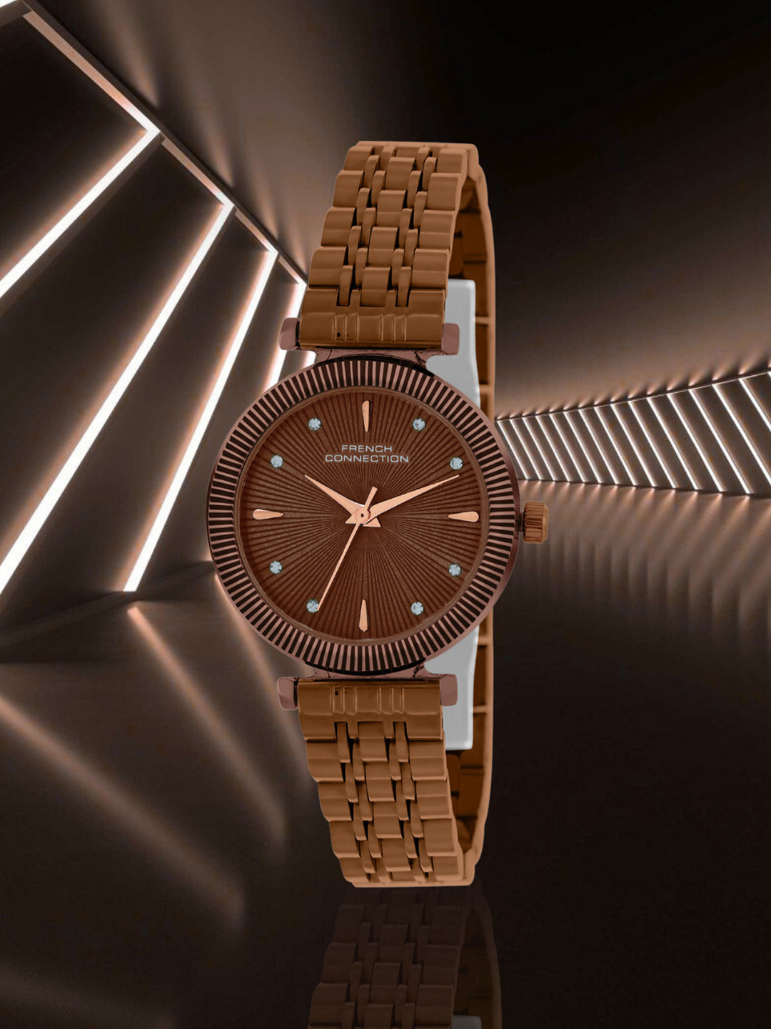 French Connection Women Bracelet Style Straps Textured Analogue Watch FCN0133BRM