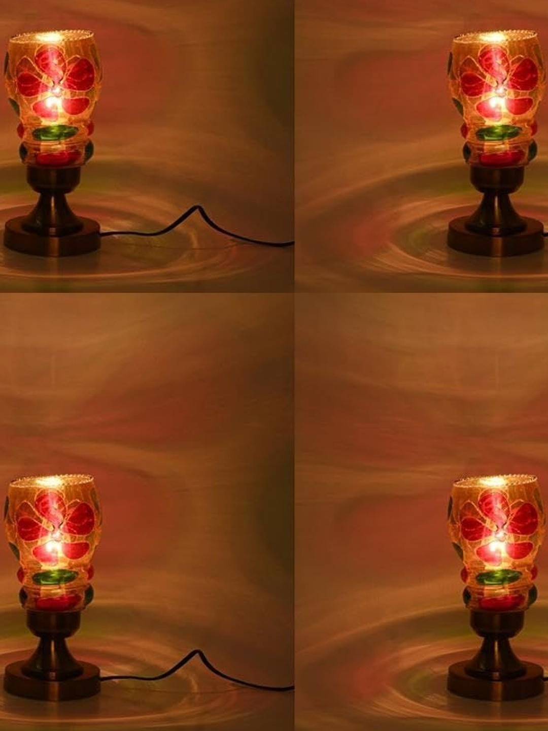 1ST TIME Yellow & Red Glass Cylinder Energy Efficient Electrical Table Lamps