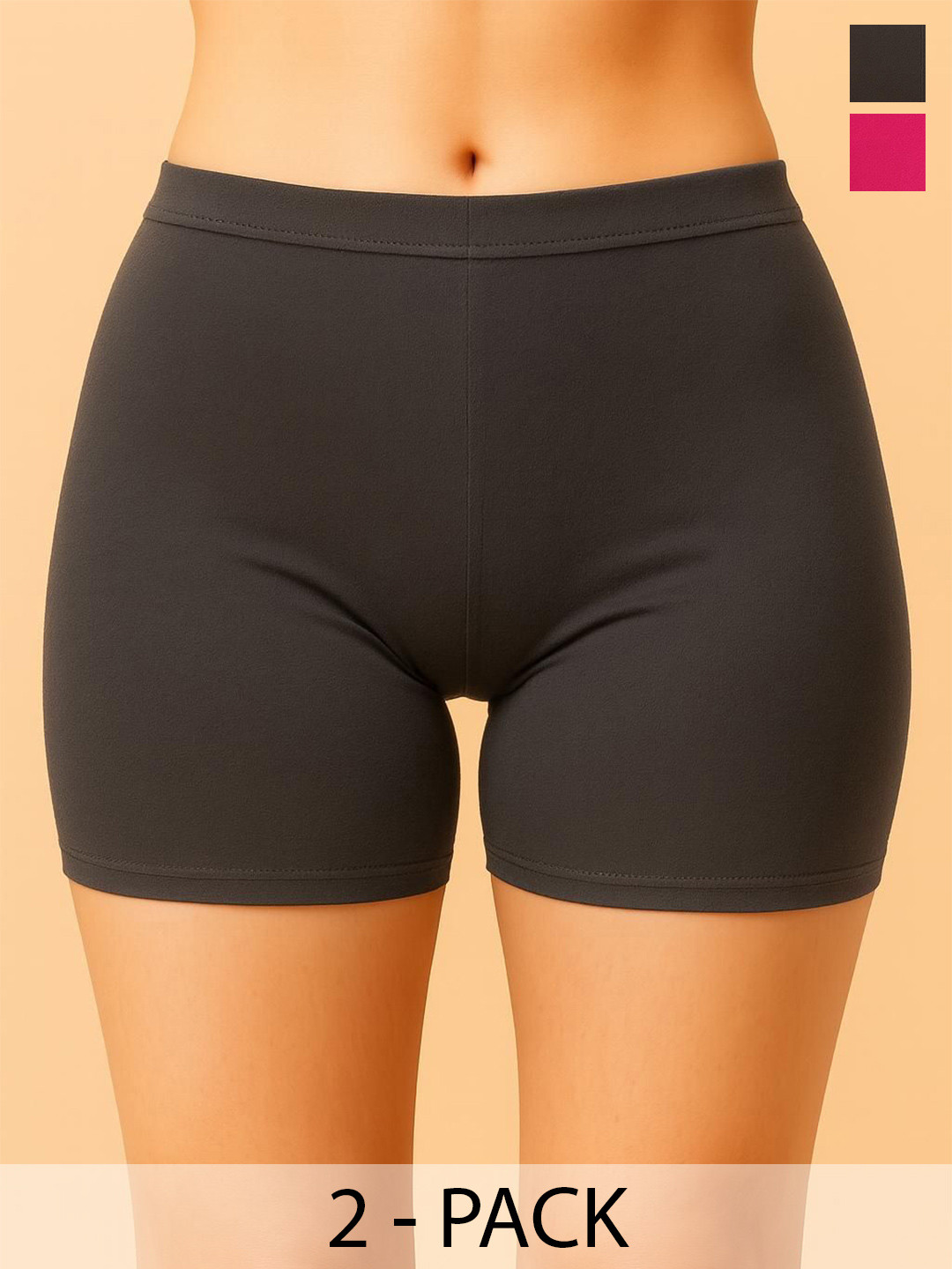 Attire Zone Women Pack Of 2 Mid-Rise High Coverage Boys Shorts Briefs