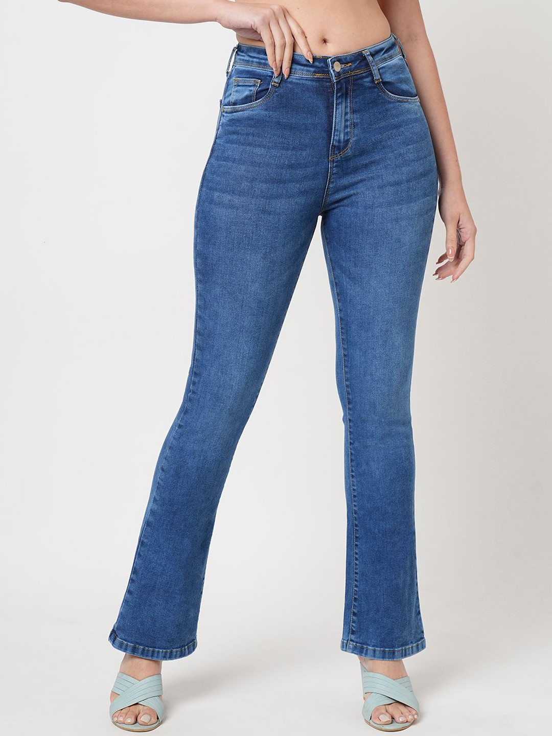 Kraus Jeans Women Bootcut High-Rise Light Fade Jeans