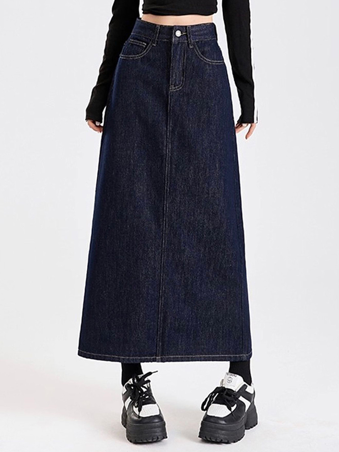 LULU & SKY Women A-Line Maxi Skirt With Back Slit