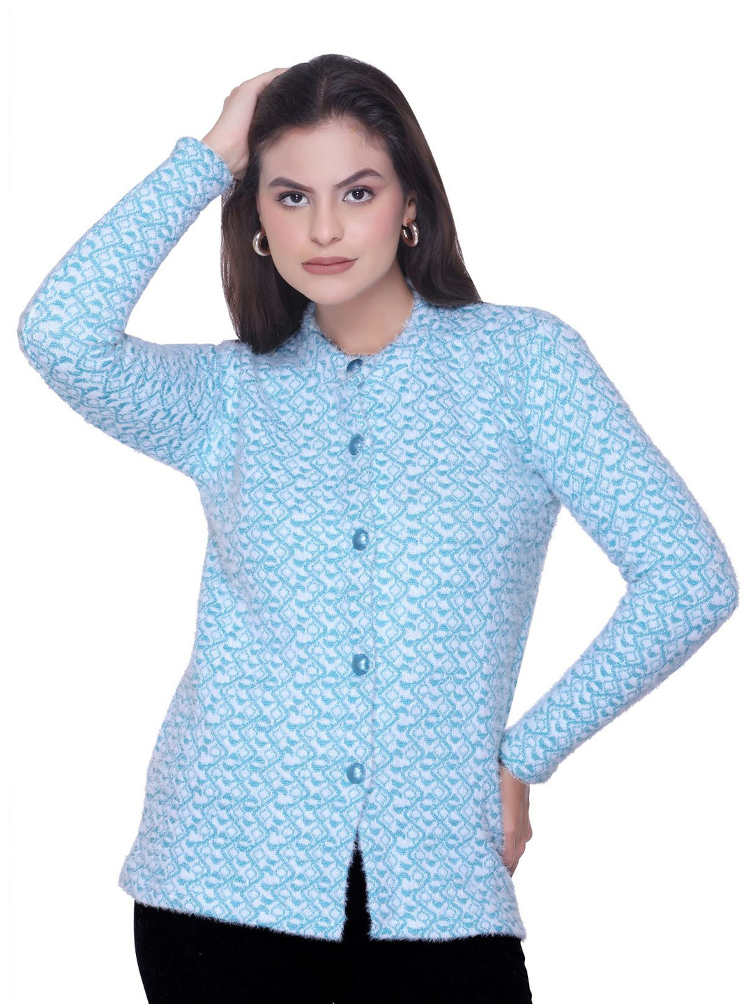 FASHSTORE Women Self Design Woollen Cardigan