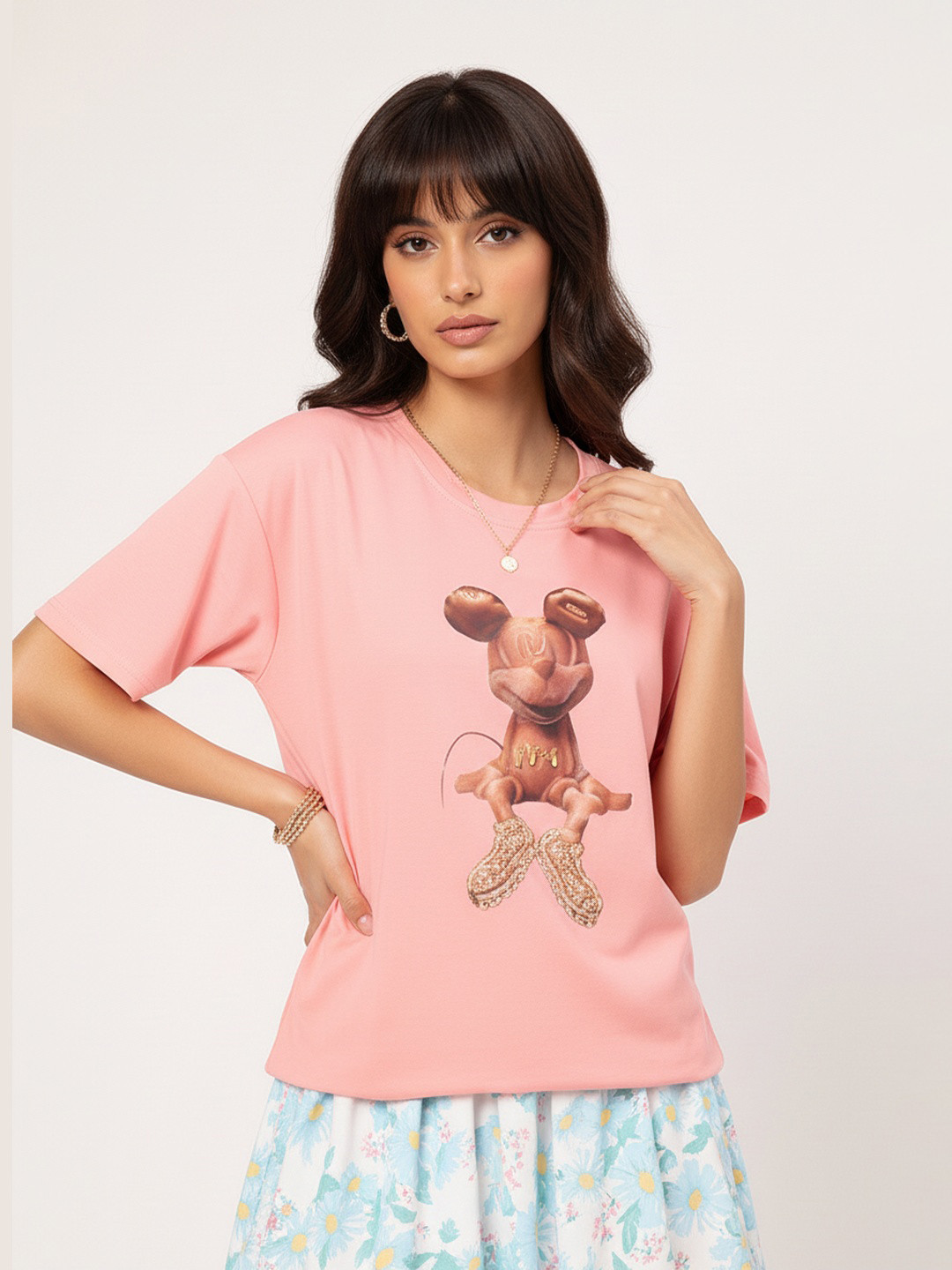 DressBerry Giggles Charm Printed Drop-Shoulder T-shirt