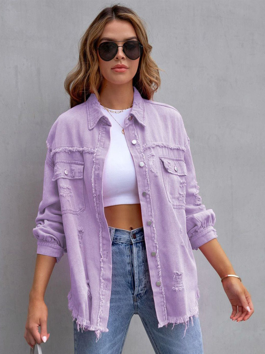 StyleCast Women Distressed Cotton Shirt