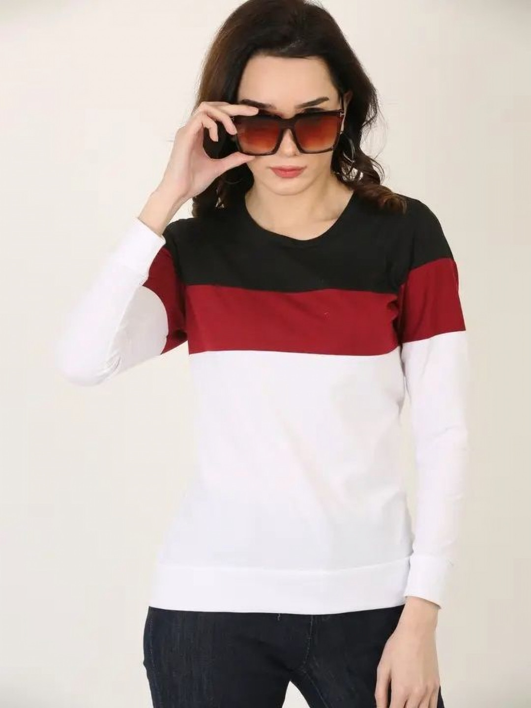 Realglimpse Colourblocked Round Neck Pure Cotton Regular Fit T-shirt