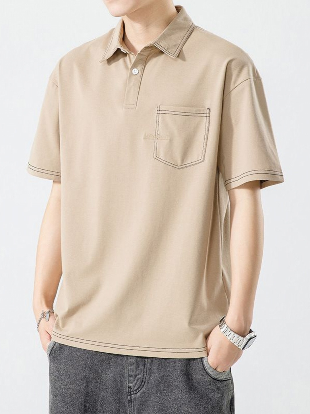 StyleCast Men Polo Collar Regular Fit Cotton T-shirt With Pockets