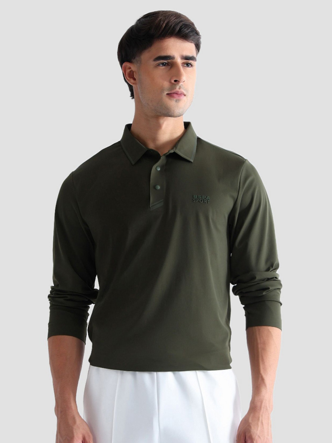 USPA Sport Brand Logo Polo Collar T-shirt