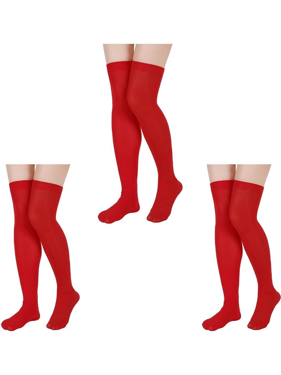MUKHAKSH Women 3 Pairs Cotton Stocking Over the Knee Thigh Length Socks