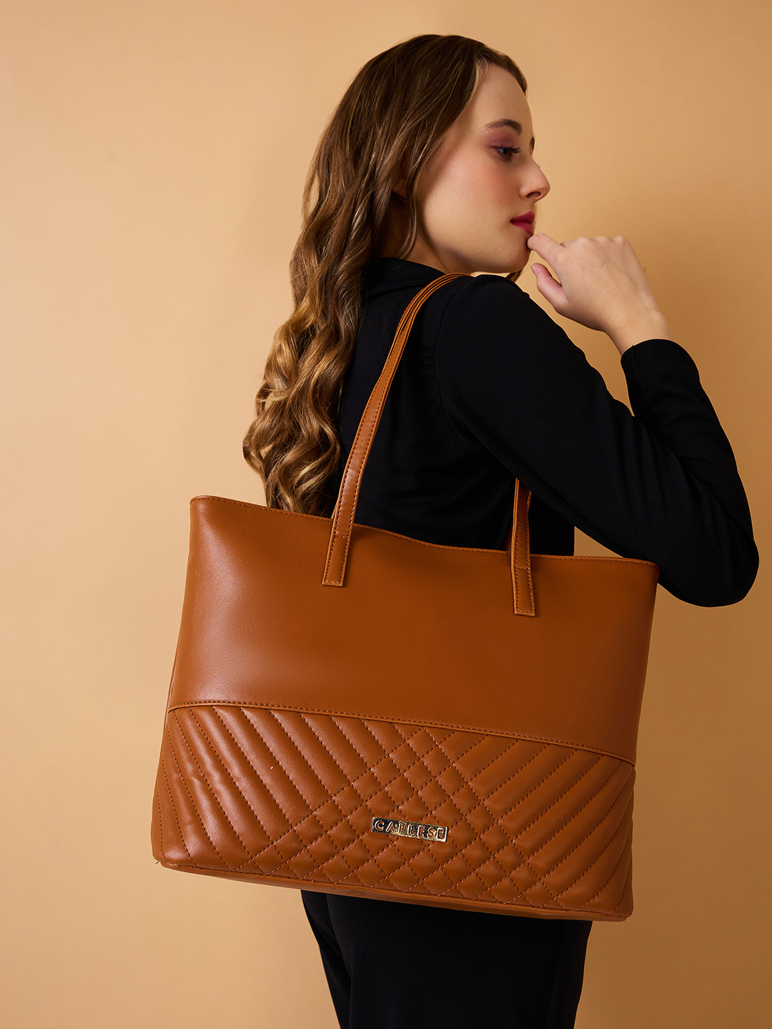 DressBerry X CAPRESE Serene Women Tan Medium Tote Bag