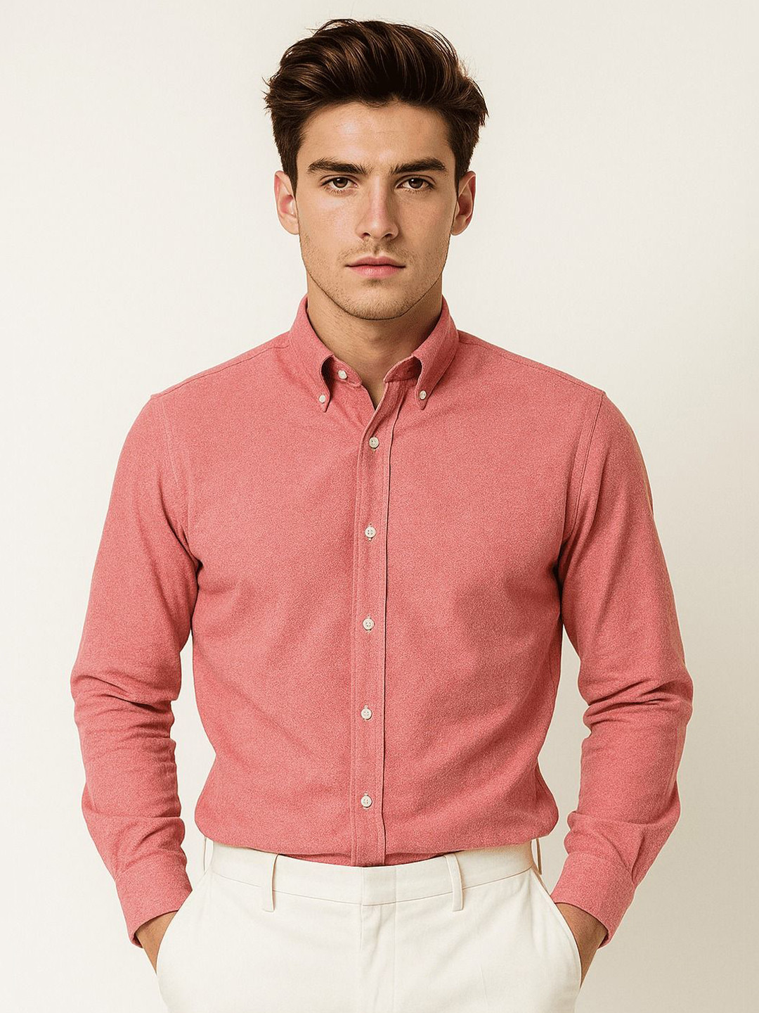 MISCHIEF MONKEY Button-Down Collar Classic Casual Shirt