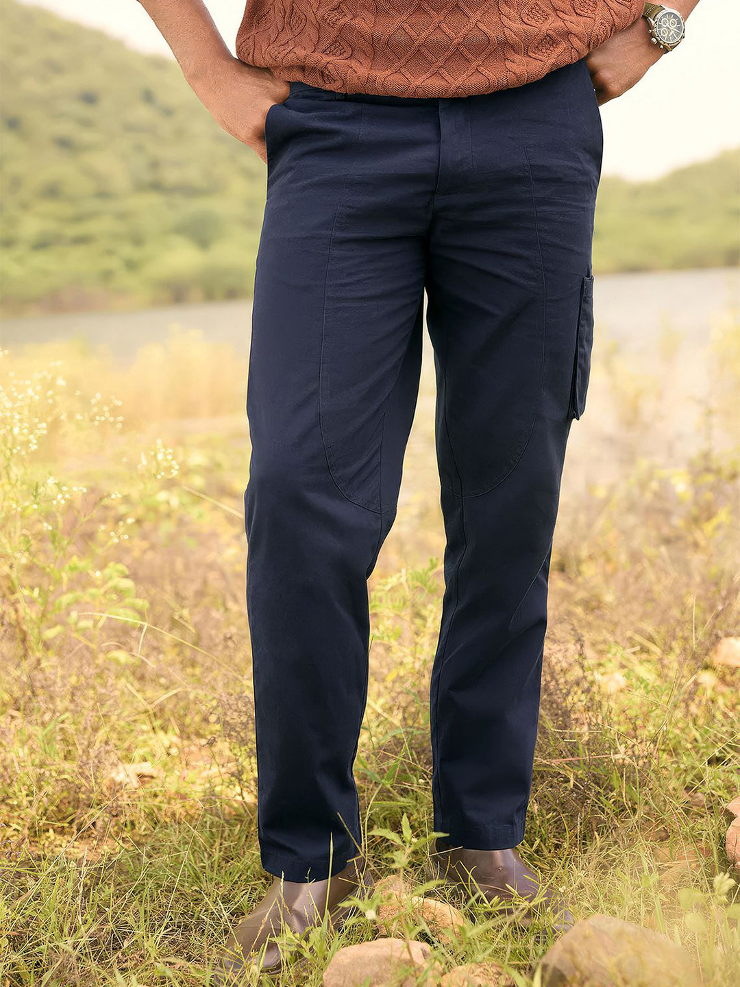 Andamen Men Pocket Detail Cotton Regular Fit Carpenter Pant