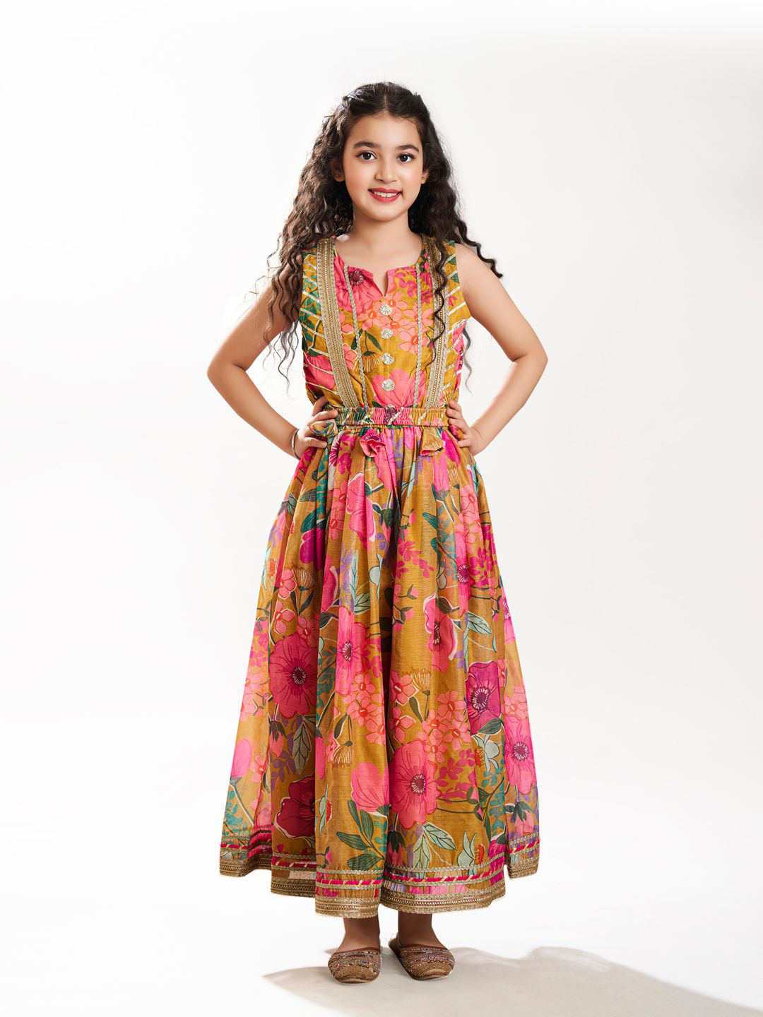 Bitiya by Bhama Floral Print Off-Shoulder Jacquard Fit & Flare Maxi Dress