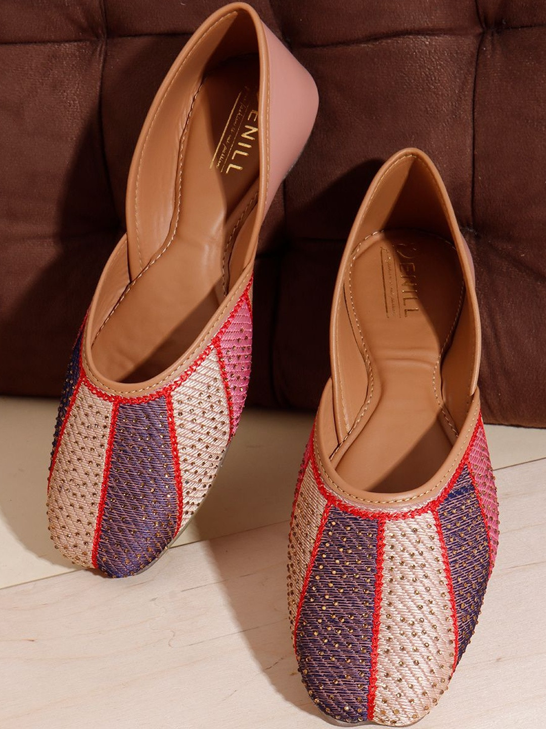 Denill Women Ethnic Synthetic with Multicolor Beadwork Traditional Jutties