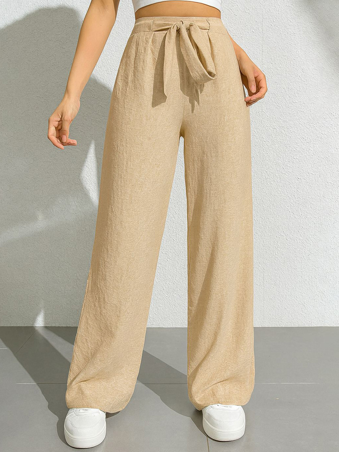 DTR FASHION Women Smart High-Rise Wide-Leg Parallel Trousers