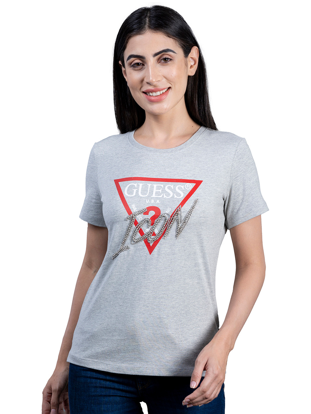 GUESS Embellished Typography Printed T-shirt