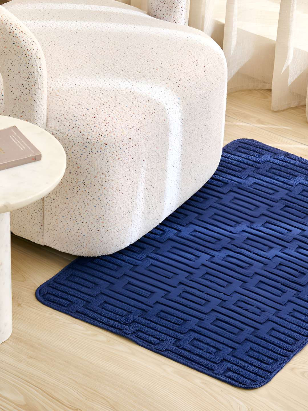 Home Centre Nicolas Knitra Blue Knitted Dhurrie