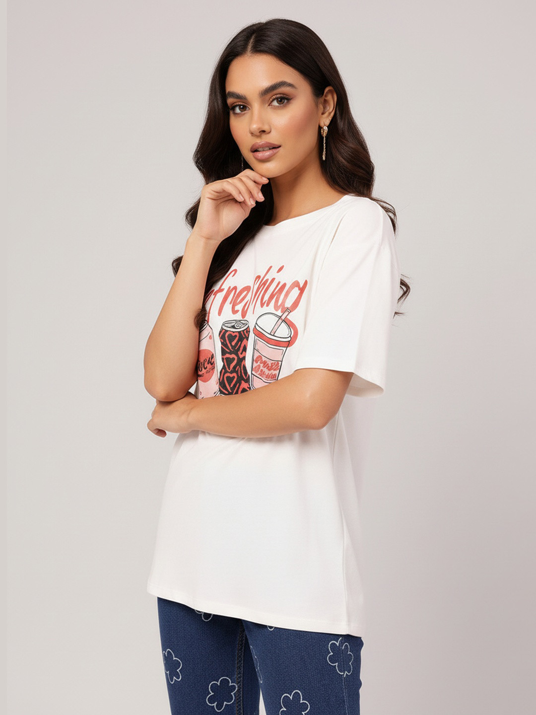 DressBerry Refresh & Slay Printed Relaxed Fit T-shirt