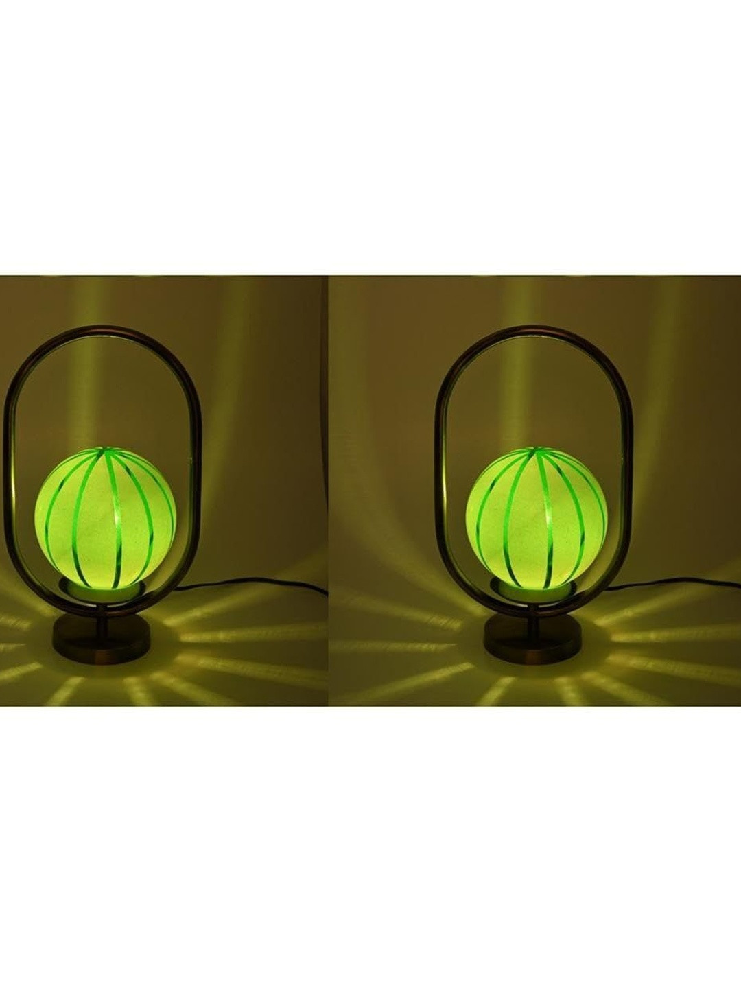 1ST TIME Green & Grey Glass Cylinder Energy Efficient Electrical Table Lamps